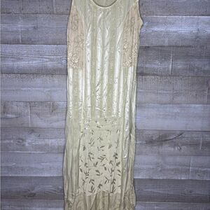 Citron Santa Monica medium fairy whimsical 90s green satin Sleeveless maxi Dress